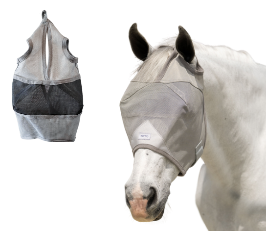 Plus-size horse fly mask without ears for large breeds and full face coverage