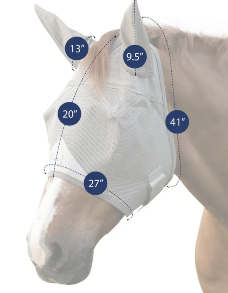 TUFFTEQ Horse Visor Fly Mask With Ears – Plus Size | Built-In UV Visor, Fly Protection, Breathable & Adjustable Secure Fit
