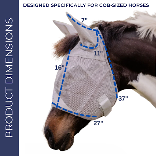 TUFFTEQ Cob/Large Pony Visor Fly Mask With Ears – 95% UV Eye Protection, Breathable & Durable Mesh