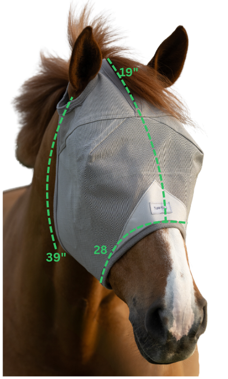 Horse Fly Mask Without Ears Breathable, Lightweight & UV Protective Adjustable Fit - Standard Horse Size