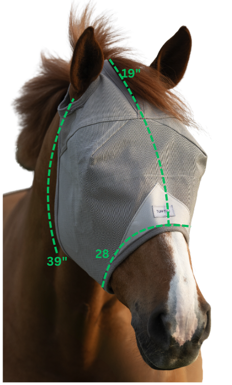 Horse Fly Mask Without Ears Breathable, Lightweight & UV Protective Adjustable Fit - Standard Horse Size