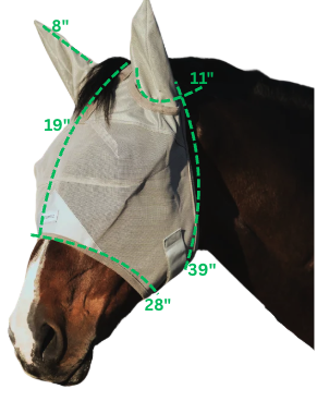 Horse Fly Mask with Ear Covers - Standard Horse Size