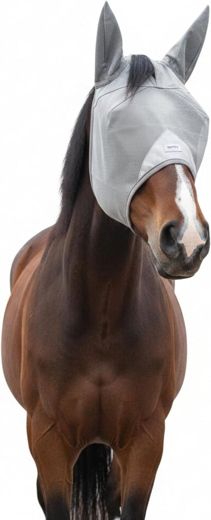 TUFFTEQ Cob/Large Pony Visor Fly Mask With Ears – 95% UV Eye Protection, Breathable & Durable Mesh