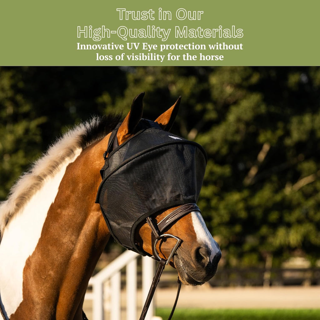 TUFFTEQ 100% UV Eye Protection – Horse Fly Mask Visor for Riding & Recovery, Reinforced Built-in UV Shield, Adjustable Fit, Breathable, Attaches to Halter or Bridle