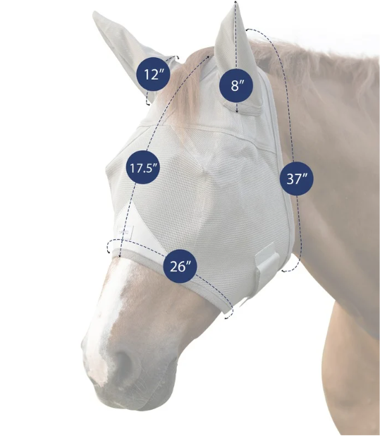 TUFFTEQ Cob/Large Pony Visor Fly Mask With Ears – 95% UV Eye Protection, Breathable & Durable Mesh