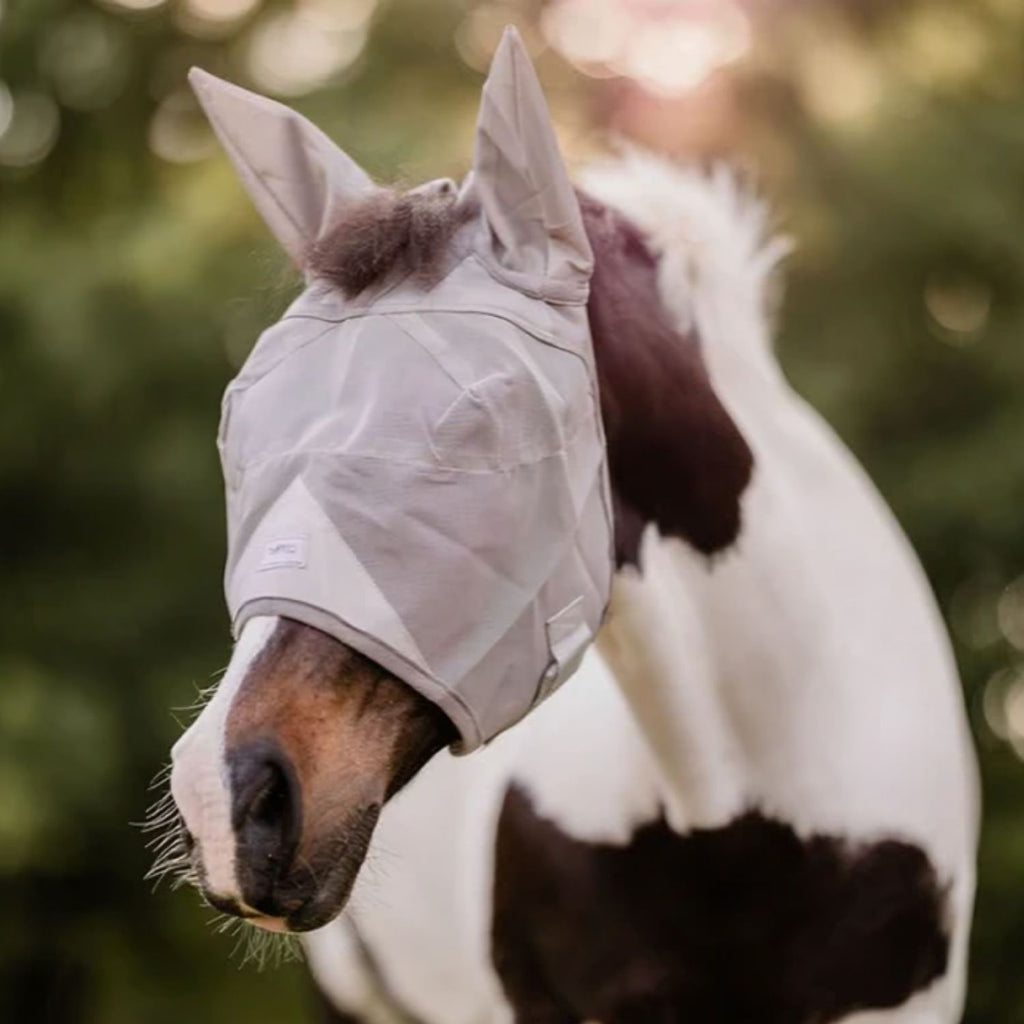 TUFFTEQ Cob/Large Pony Visor Fly Mask With Ears – 95% UV Eye Protection, Breathable & Durable Mesh